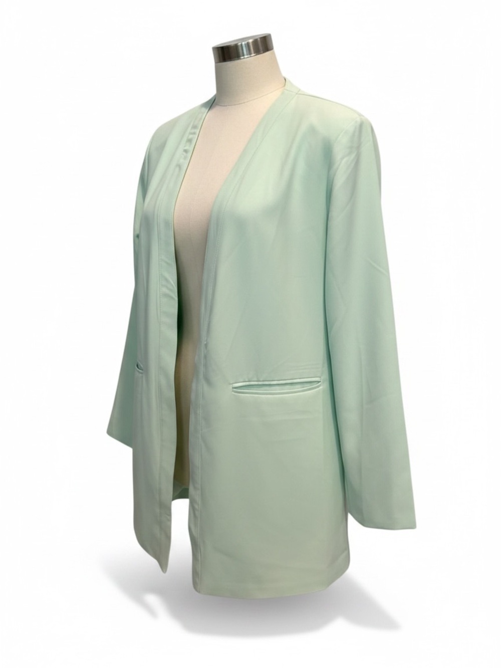 By Egreis Women's Mint Green Open Blazer Jacket
